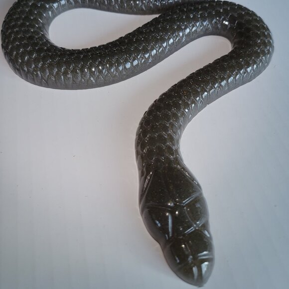 SNAKE winder GRAY grey Resin Figurine New collectible animal reptile HANDMADE - Picture 2 of 3